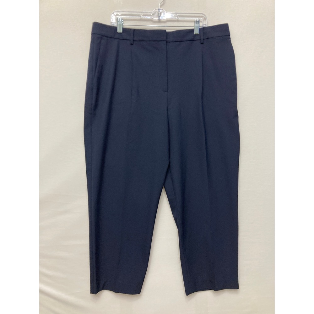 New Ann Taylor Ankle Pants size 18 Navy Stretch High Rise Pleated Preppy Office
